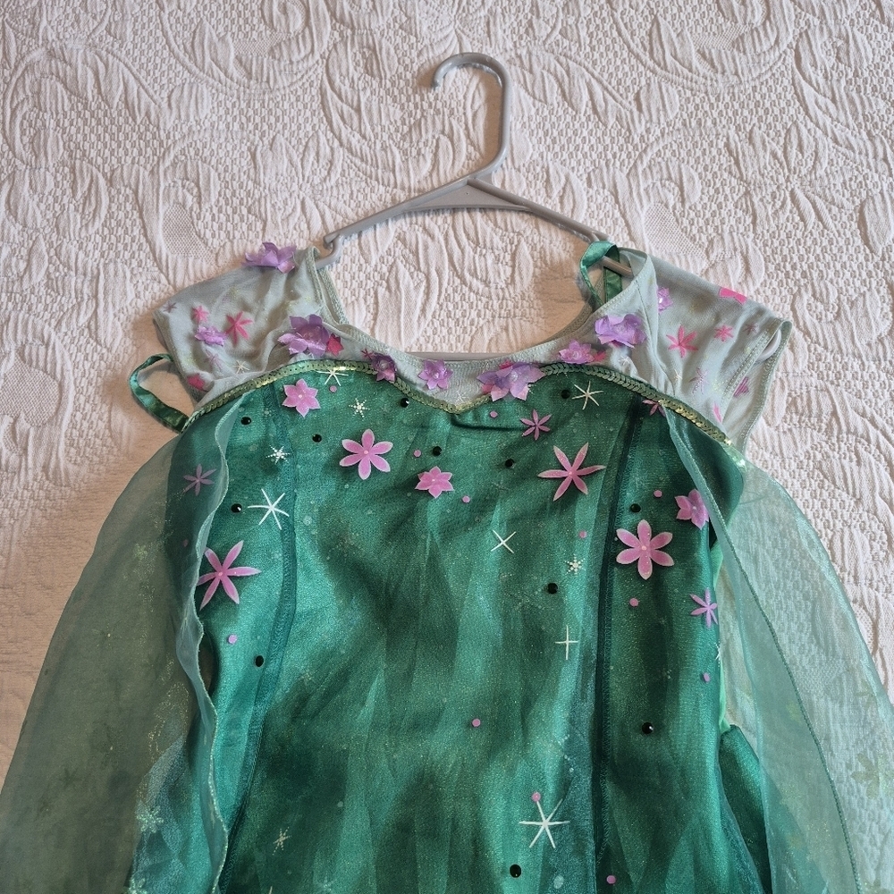 Disney Store Frozen Fever Elsa size 9/10 green tulle top and under dress, VGUC - Picture 2 of 7